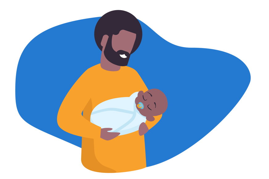 Pai a segurar num bebé recém nascido ao colo